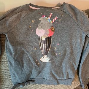 girls ice cream sequin sweater with tie at bottom